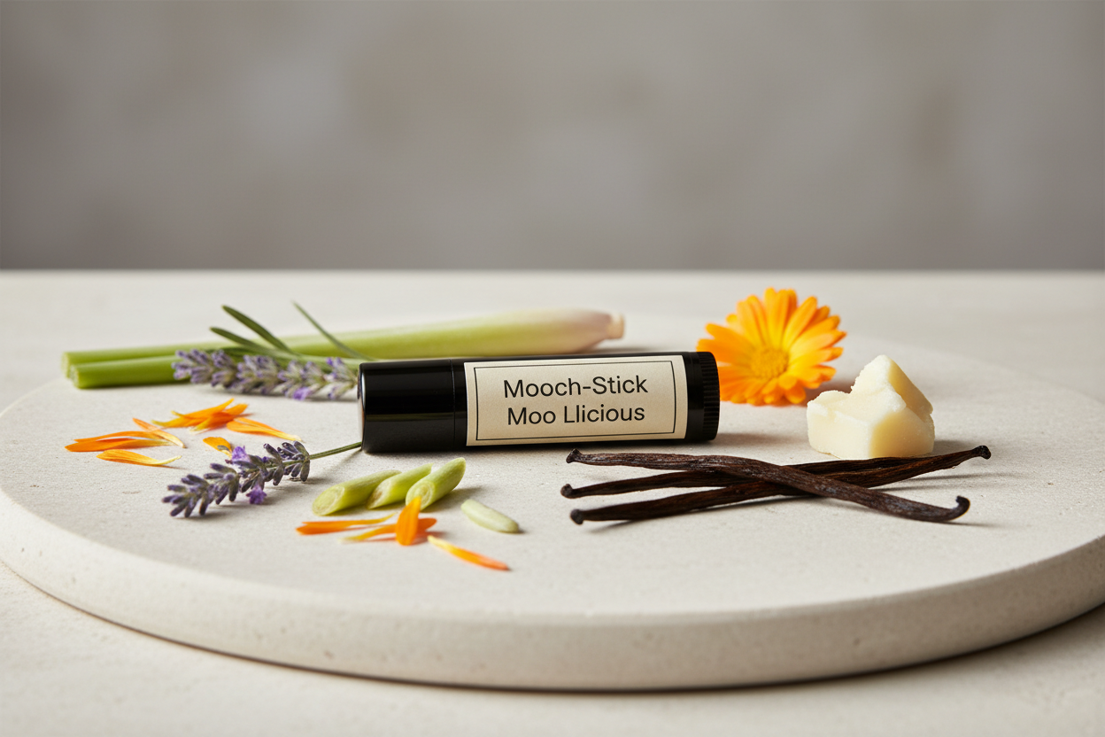 label should read as: Mooch-Stick Moo Licious